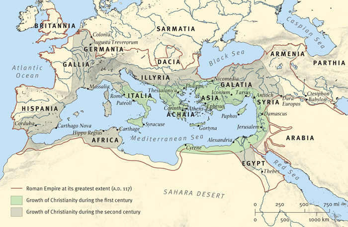 Map 15: The Spread of Christianity in the First Two Centuries