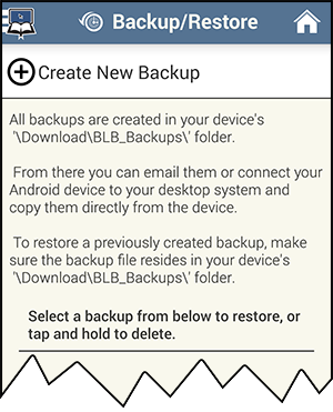 Create an app backup or restore your app