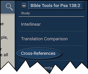 Cross-References in the Verse tap menu