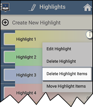 Delete Highlight Items