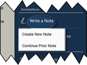 Create New Note or Continue Prior Note