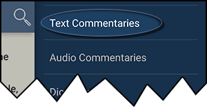 Text Commentaries in the Verse tap menu