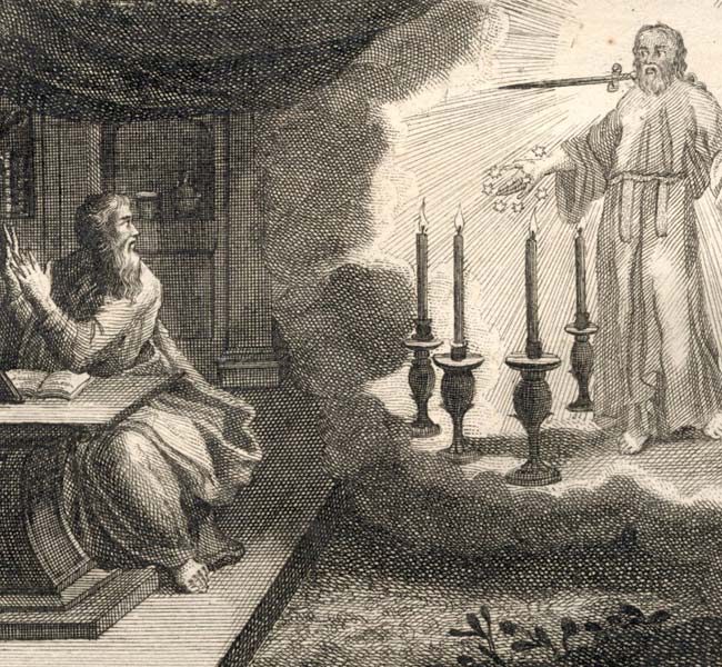 Jesus, Seven Candlesticks, and the Twoedged Sword Revelation Image