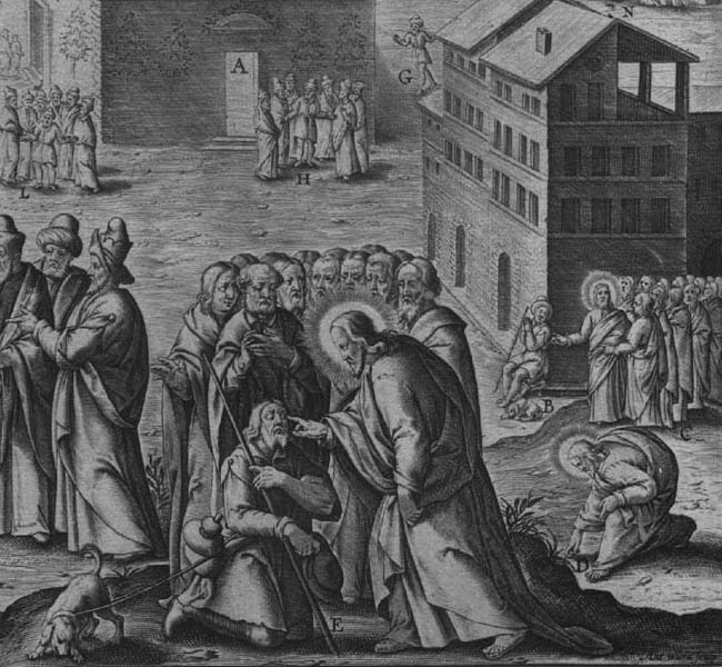 Man Born Blind Healed (engraving) - Classic BLB Images Image