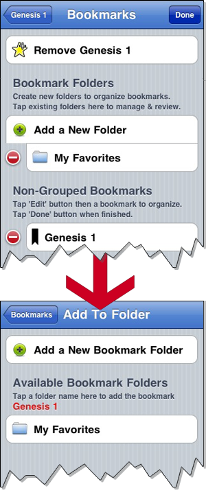 Folders to add bookmarks into