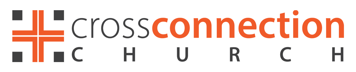 Orange/gray Cross Connection Church logo