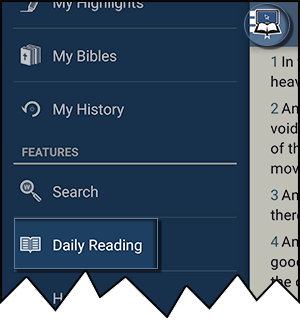 Daily Reading in the Navigation Menu