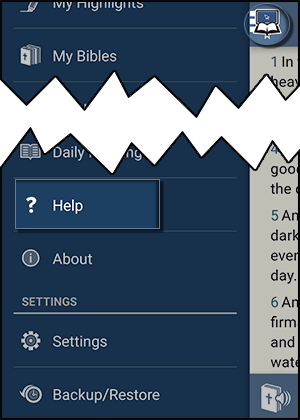 Help in the Navigation Menu