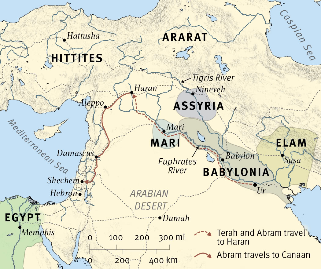 Abram Travels to Canaan Map