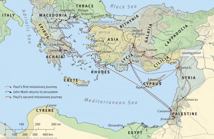 Map 13: Paul's First and Second Missionary Journeys