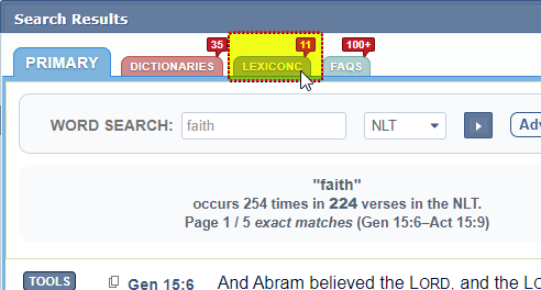 how do you use the dictionary on blue letter bible app