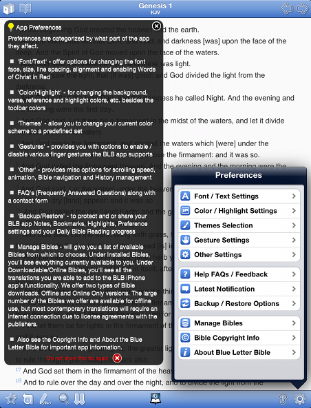 List of Preferences
