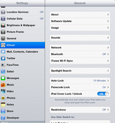 iCloud Settings