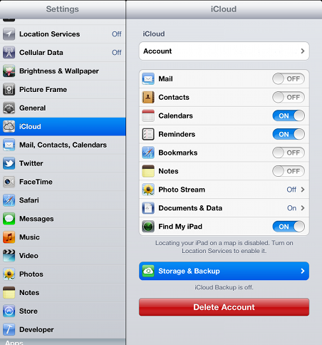 iCloud Options