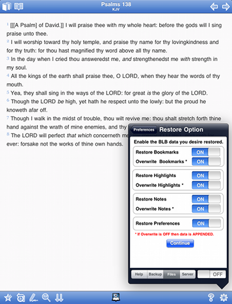 Restore Options