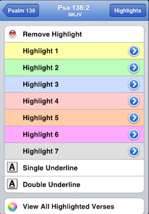 highlighting options