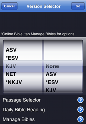 Picker wheel for selecting Bible